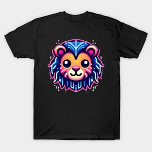 neon cyberpunk lion graphic T-Shirt